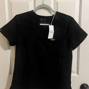 Figs Jet Black V-Neck Scrub Top